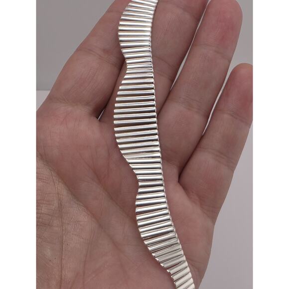 GRADUATED COLLAR NECKLACE ITALY 925 STERLING SILVER - Picture 4 of 16